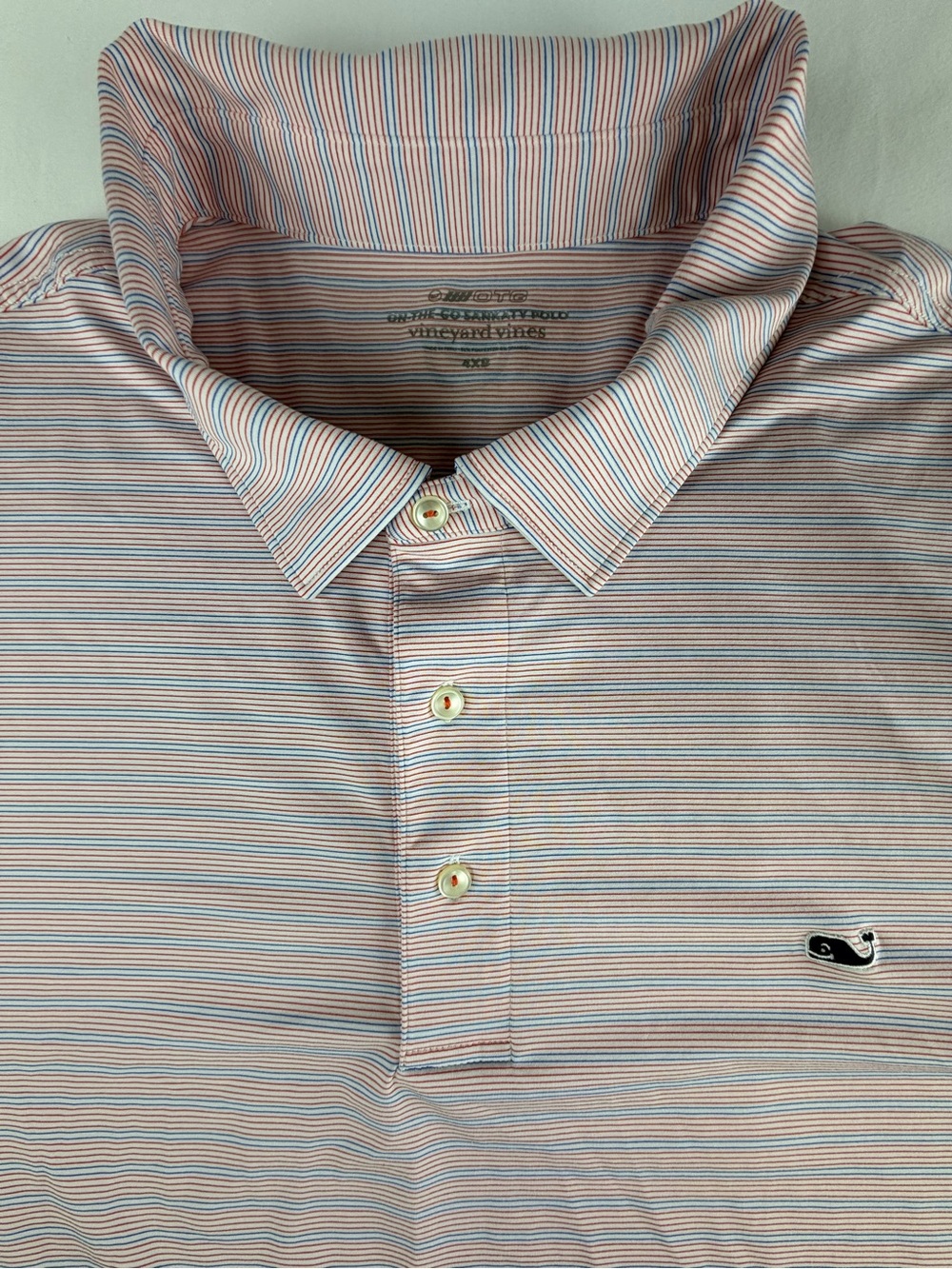 Vineyard Vines Bradley Stripe Sankaty Polo Red, White , Blue Micro-Striped 4XB